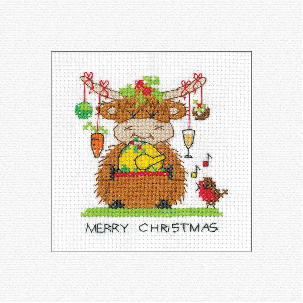 Highland Christmas Dinner Cross Stitch Card - Heritage Crafts