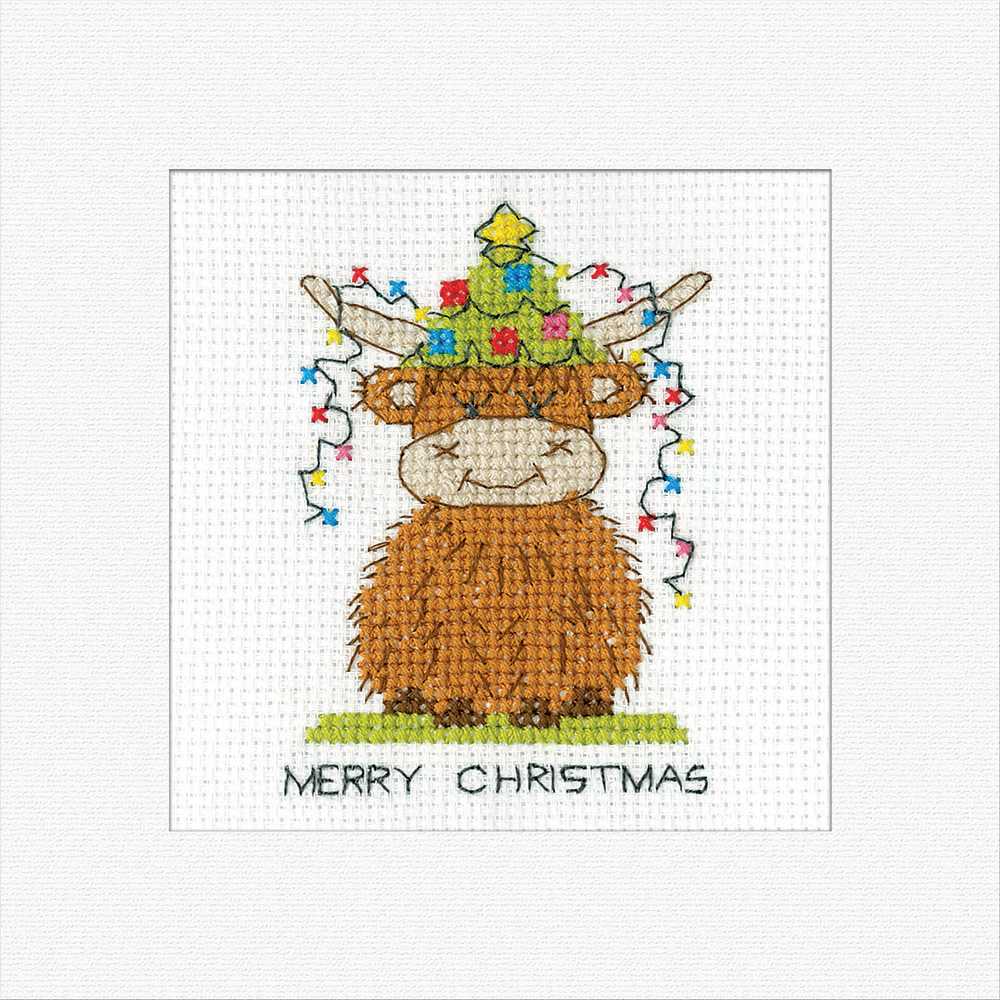 Highland Christmas Lights Cross Stitch Card - Heritage Crafts