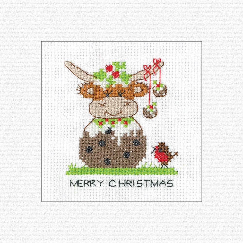 Highland Christmas Pudding Cross Stitch Card - Heritage Crafts