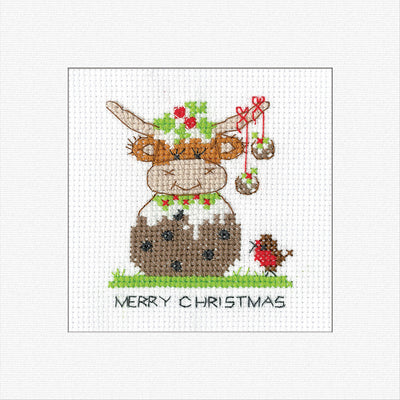 Highland Christmas Pudding Cross Stitch Card - Heritage Crafts