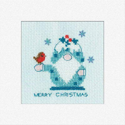 Frosted Gonk Christmas Pudding Cross Stitch Card - Heritage Crafts