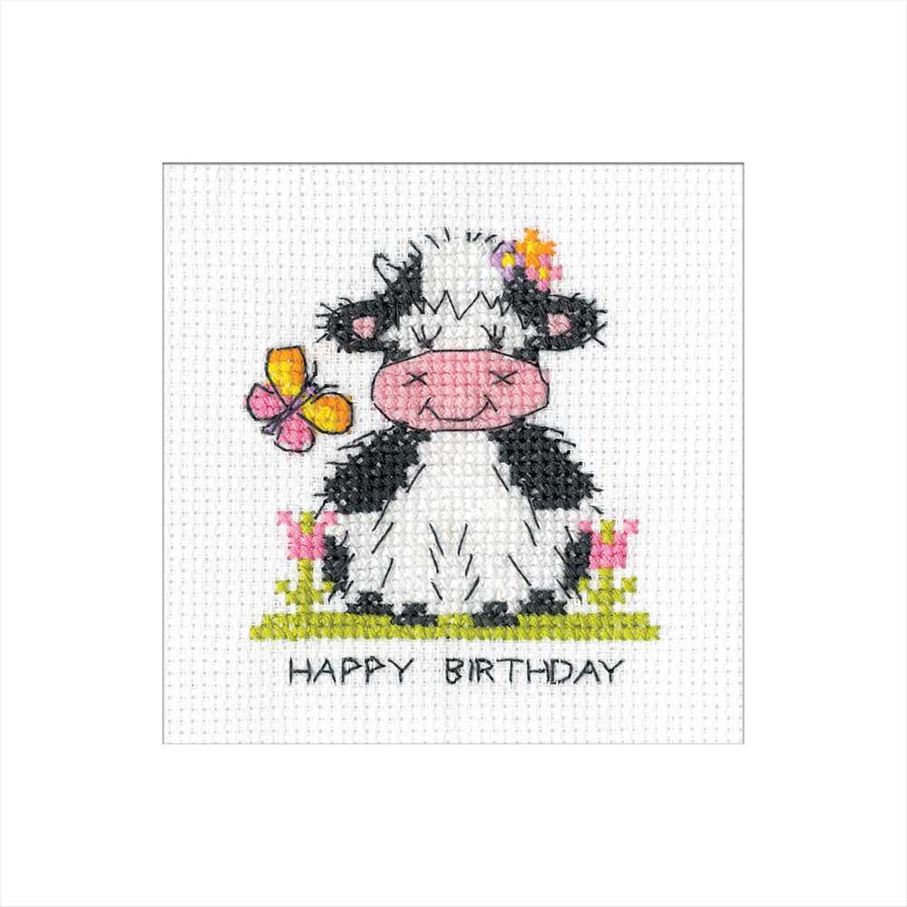 Milkshake Butterfly Cross Stitch Card - Heritage Crafts