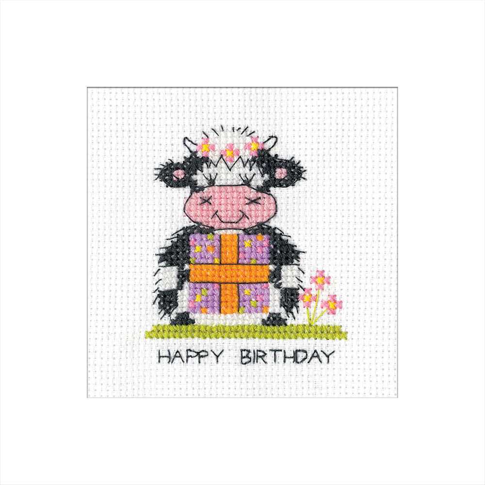 Milkshake Present Cross Stitch Card - Heritage Crafts