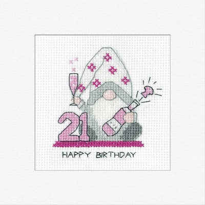 21st Birthday (Pink) Cross Stitch Card - Heritage Crafts