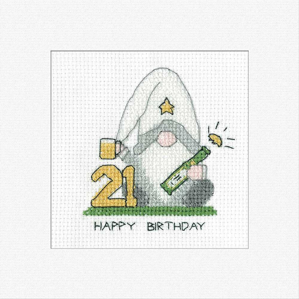 21st Birthday (Green) Cross Stitch Card - Heritage Crafts
