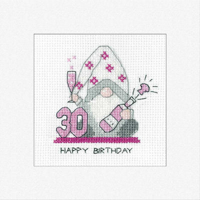 30th Birthday (Pink) Cross Stitch Card - Heritage Crafts