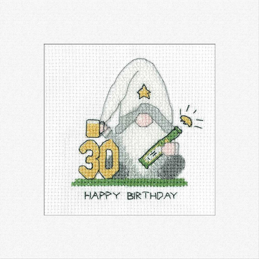 30th Birthday (Green) Cross Stitch Card - Heritage Crafts