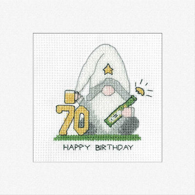 70th Birthday (Green) Cross Stitch Card - Heritage Crafts