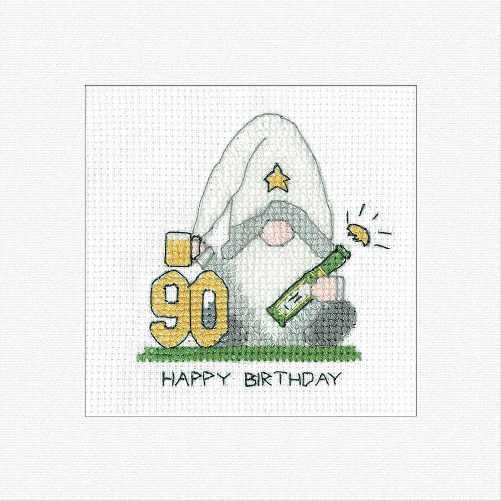 90th Birthday (Green) Cross Stitch Card - Heritage Crafts