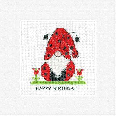 Birthday Ladybird Cross Stitch Card - Gonk - Heritage Crafts