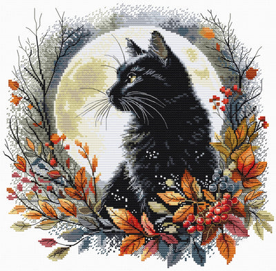 The Night Cat Cross Stitch Kit ~ HobbyJobby