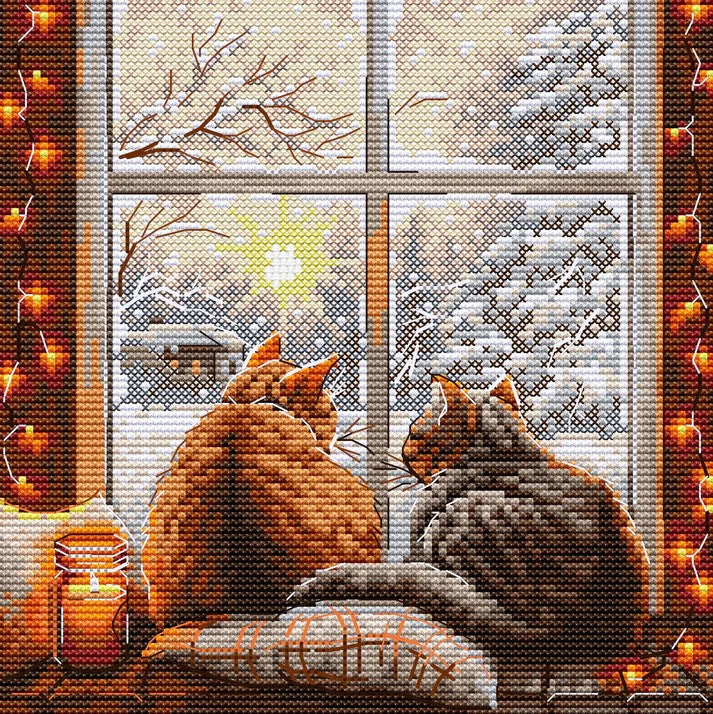 Purring Cats Cross Stitch Kit ~ HobbyJobby