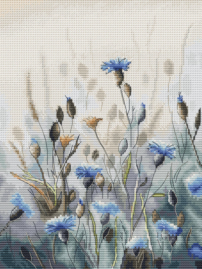 Cornflower Fields Cross Stitch Kit ~ HobbyJobby