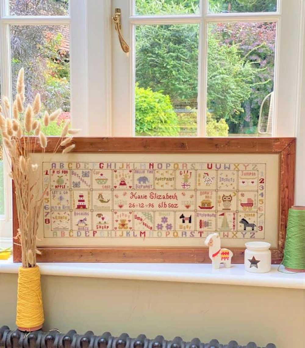 Just for a Girl Birth Sampler Cross Stitch Kit Historical Sampler Co