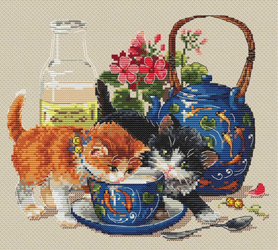 Kittens and Milk Cross Stitch Kit ~ Merejka