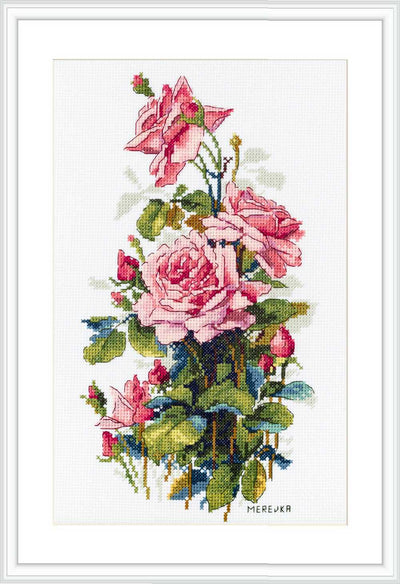 Pink Roses Cross Stitch Kit ~ Merejka