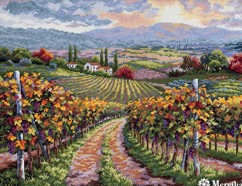 Merejka Counted Cross Stitch Kit ~ Vineyard Hill