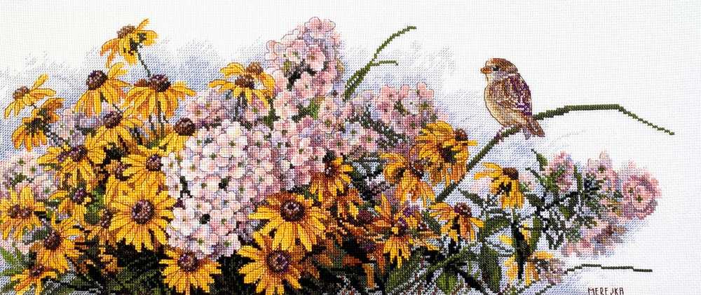 Black Eyed Susans & Phlox Cross Stitch Kit ~ Merejka