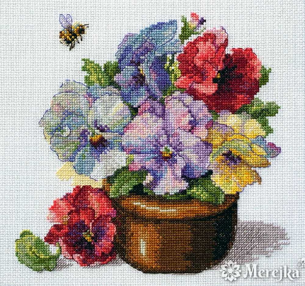 Spring Pansies Cross Stitch Kit ~ Merejka