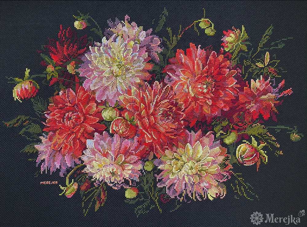 Dahlias Cross Stitch Kit ~ Merejka