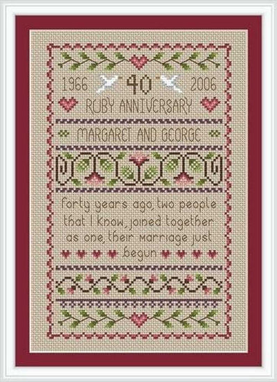 Little Dove Designs Cross Stitch Kit - Ruby Wedding