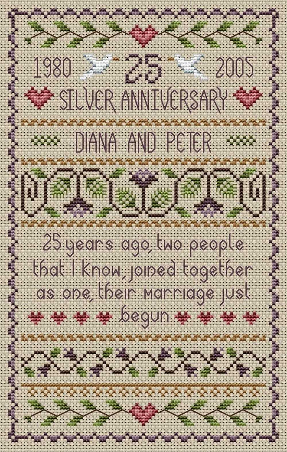 Little Dove Designs Cross Stitch Kit - Silver Wedding