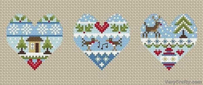 Little Dove Designs Cross Stitch Kit - Festive Hearts