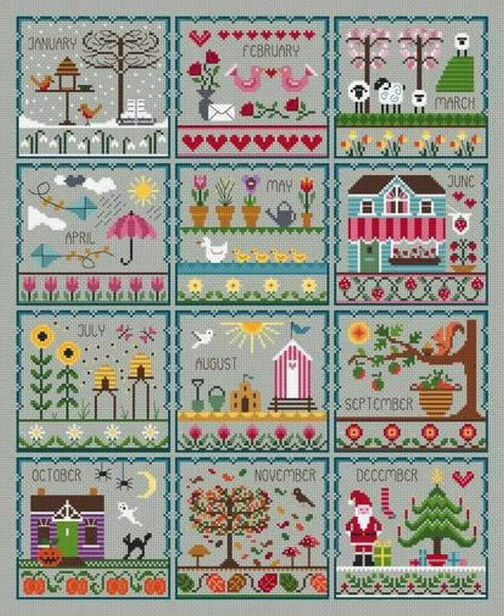 Little Dove Designs Cross Stitch Kit - Little Dove's Year (Grey)