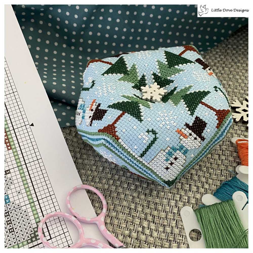 Little Dove Designs Cross Stitch Biscornu Kit - Winter Snowman