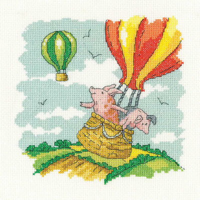 Pigs Might Fly Cross Stitch Kit - Heritage Crafts SALE