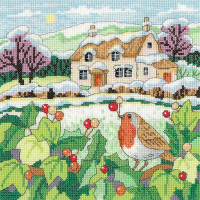 Snowy Cottage Cross Stitch Kit Heritage Crafts