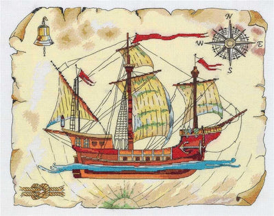 Wind Rose Ship Cross Stitch Kit ~ PANNA