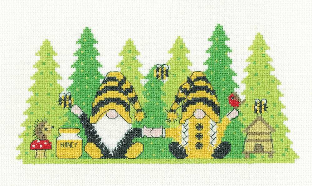 Summer Buzzing Gonks  Cross Stitch Kit - Heritage Crafts