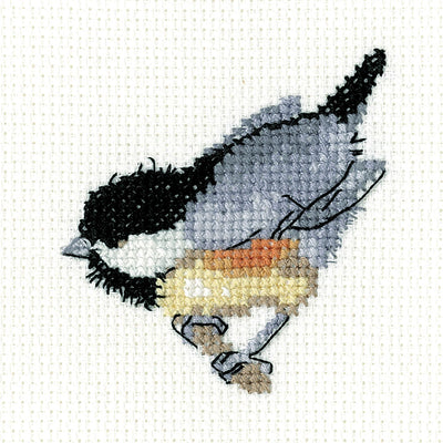 Coal Tit Counted Cross Stitch Kit Heritage Crafts