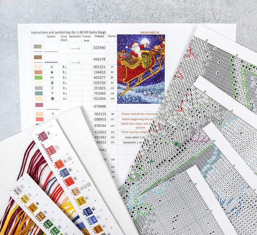 Santa Sleigh Cross Stitch Kit - Letitstitch