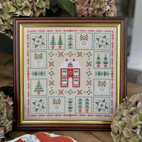 Little Owl Patchwork Cross Stitch Kit Historical Sampler Co