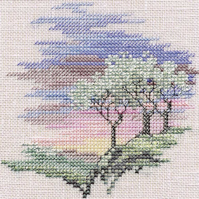 Minuets - Frosty Trees  (on linen) Cross Stitch Kit by Derwentwater Designs