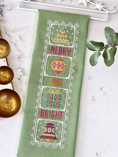 Merry & Bright Banner Mini Cross Stitch Kit Historical Sampler Co