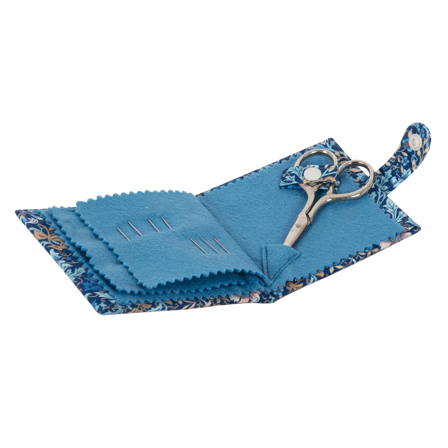 Woodblock Floral Needle Case & Scissors - Hobby Gift