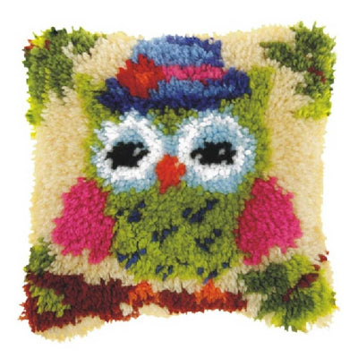 Green Owl Small Cushion Latch Hook Kit by Orchidea  ~ ORC.4005