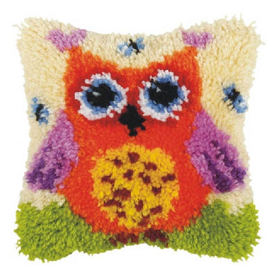 Orange Owl Small Cushion Latch Hook Kit by Orchidea  ~ ORC.4007