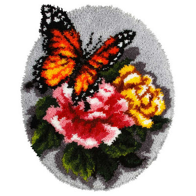 Floral Butterfly Rug Latch Hook Kit by Orchidea  ~ ORC.4083
