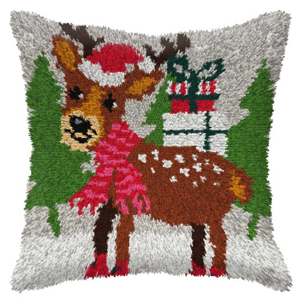 Reindeer Latch Hook Cushion Kit Orchidea ~ ORC.4116