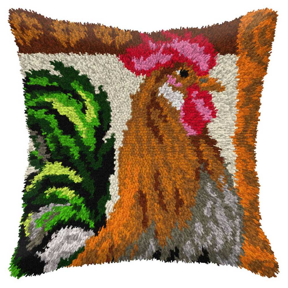 Large Rooster Latch Hook Cushion Kit Orchidea ~ ORC.4122