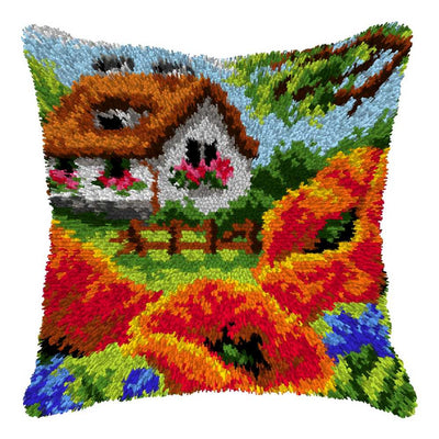 Cottage and Poppies Latch Hook Cushion Kit Orchidea  ~ ORC.4148