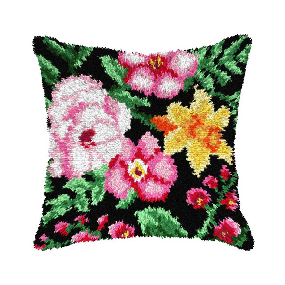 Orchidea Latch Hook Kit- Cushion- Flowers 2