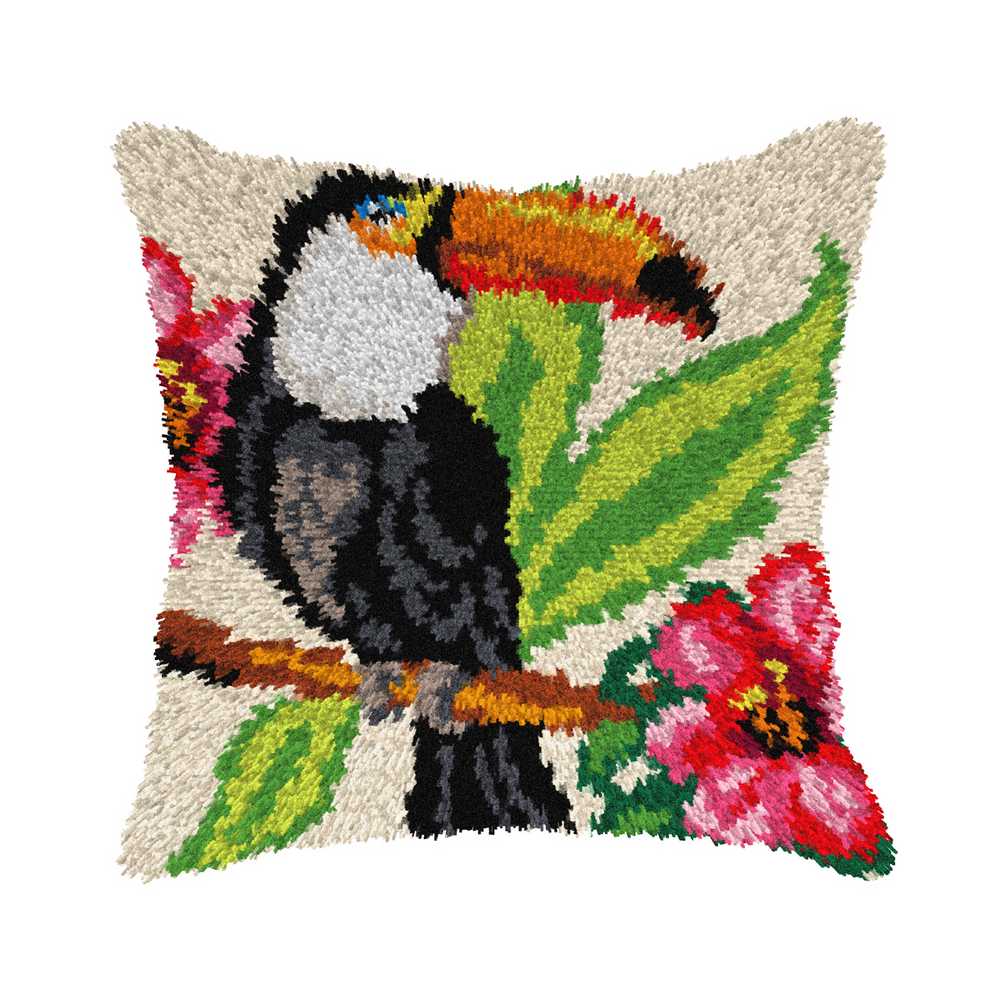 Orchidea Latch Hook Kit- Cushion- Toucan