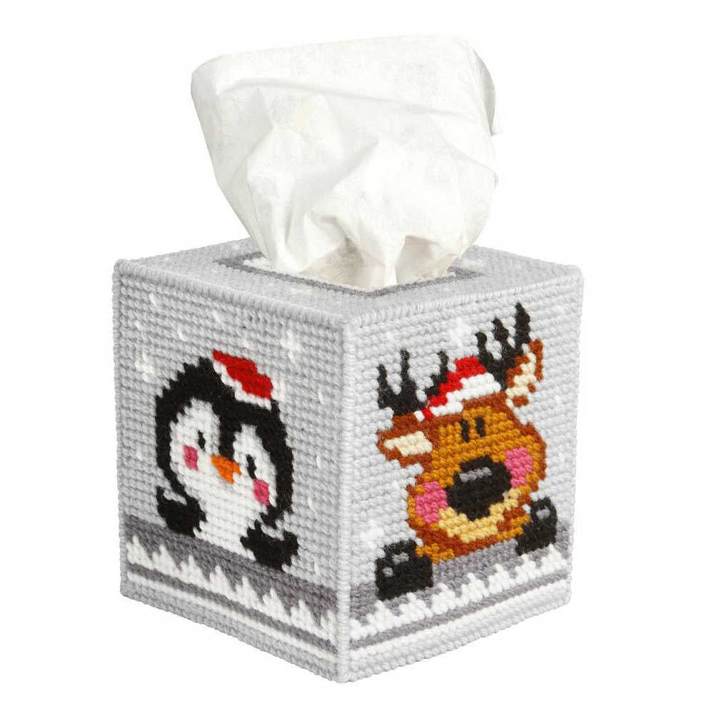 Orchidea Needlepoint Kit- Tissue Box Cover- Winter Pets  ~ ORC.5107