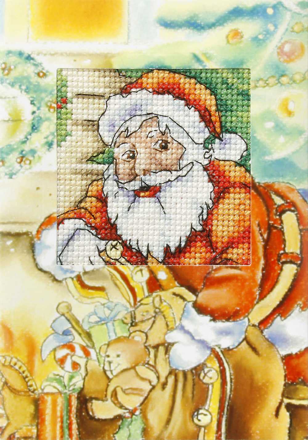 Orchidea Cross Stitch Kit- Greetings Card- Santa Claus with Gifts ~ ORC.6210