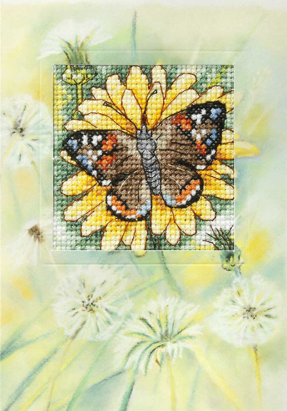 Orchidea Counted Cross Stitch Kit- Greetings Card- Butterfly and Sunflower ~ ORC.6226